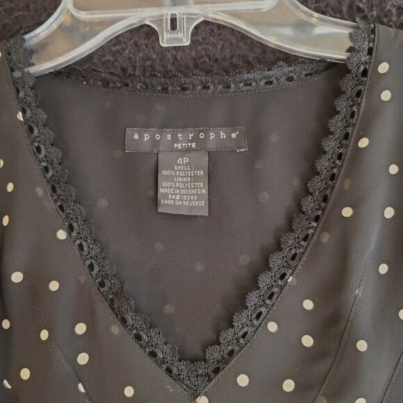 Apostrophe Womens Blouse Multi-Color Size 4P 100% Polyester Cap Sleeve Pullover - Picture 7 of 10